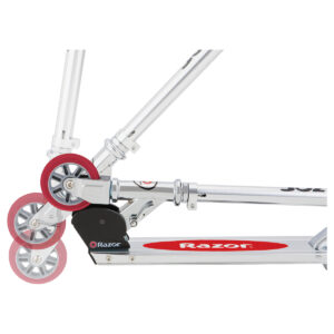 A Kick Scooter folding in red